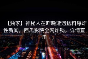 【独家】神秘人在昨晚遭遇猛料爆炸性新闻，西瓜影院全网炸锅，详情直击
