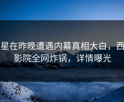 明星在昨晚遭遇内幕真相大白，西瓜影院全网炸锅，详情曝光