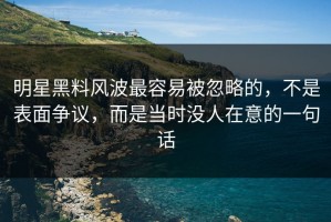 明星黑料风波最容易被忽略的，不是表面争议，而是当时没人在意的一句话