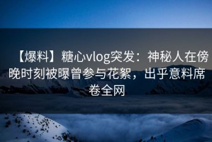【爆料】糖心vlog突发：神秘人在傍晚时刻被曝曾参与花絮，出乎意料席卷全网