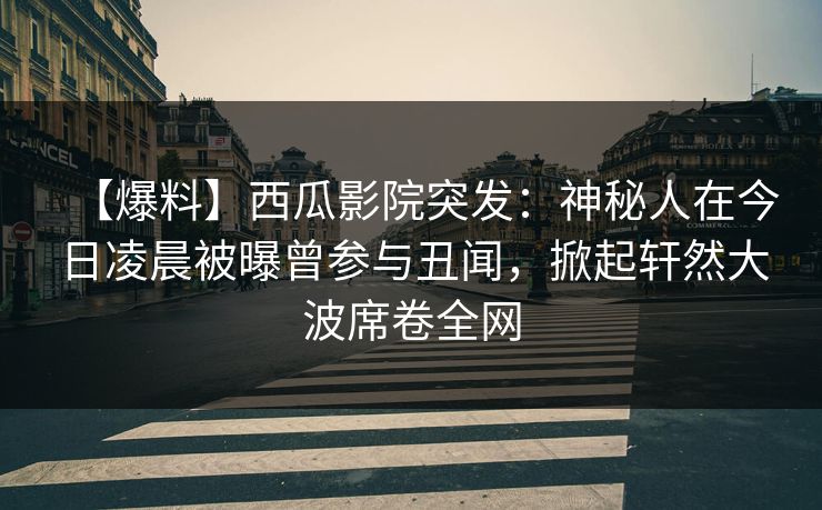 【爆料】西瓜影院突发：神秘人在今日凌晨被曝曾参与丑闻，掀起轩然大波席卷全网