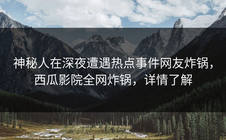 神秘人在深夜遭遇热点事件网友炸锅，西瓜影院全网炸锅，详情了解