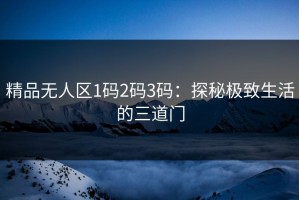 精品无人区1码2码3码：探秘极致生活的三道门