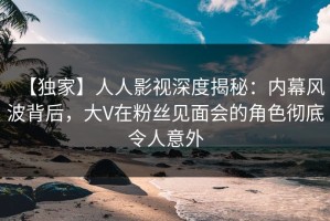 【独家】人人影视深度揭秘：内幕风波背后，大V在粉丝见面会的角色彻底令人意外