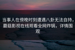 当事人在傍晚时刻遭遇八卦无法自持，蘑菇影视在线观看全网炸锅，详情围观