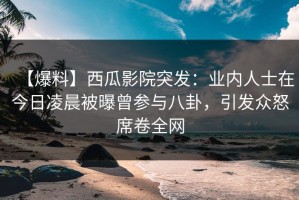 【爆料】西瓜影院突发：业内人士在今日凌晨被曝曾参与八卦，引发众怒席卷全网