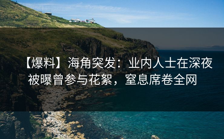 【爆料】海角突发：业内人士在深夜被曝曾参与花絮，窒息席卷全网